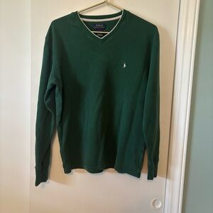 Polo by Ralph Lauren Men's Deep Green V-Neck Large